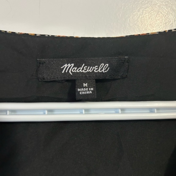 Madewell Black Floral Dress with Flutter Shoulder and Elastic Waist Boho - Picture 6 of 10